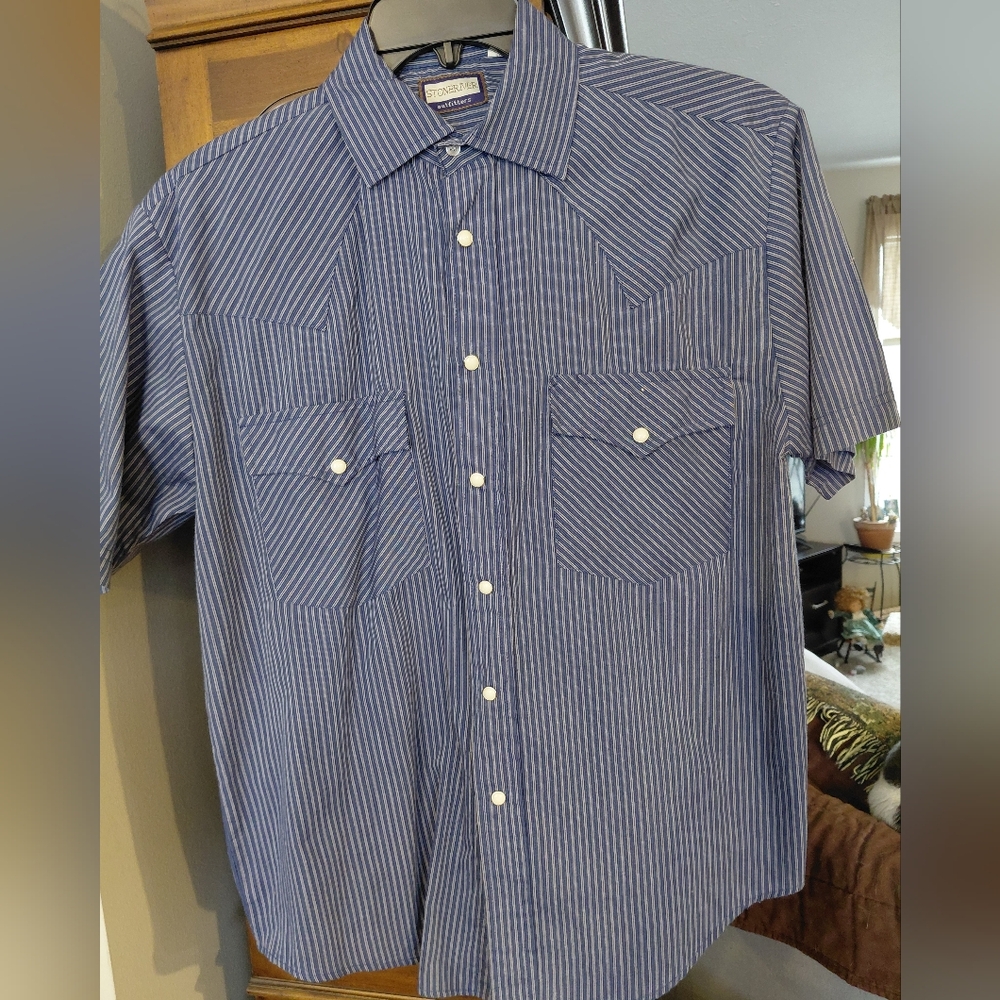Wrangler Navy Pinstripe Casual Shirt